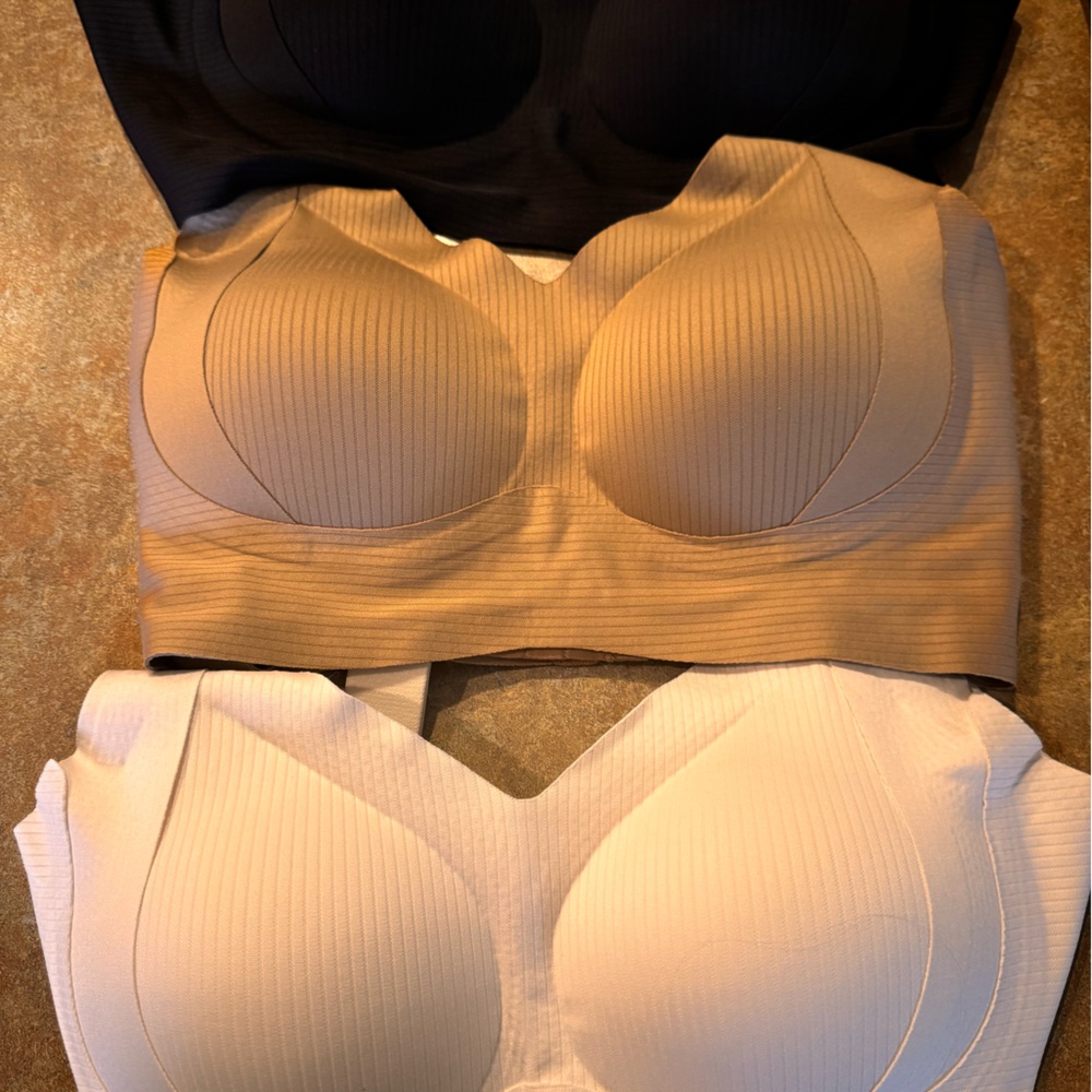 Seamless Padded Bra Set in White, Tan, and Black